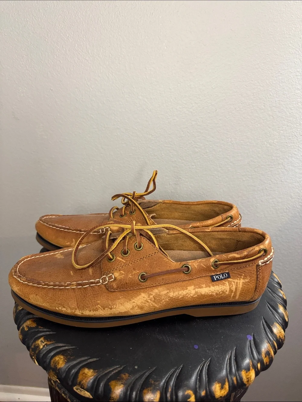 Polo Ralph Lauren Men's Bienne tumbled leather boat shoes, size 11D